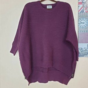 Burgundy dolman sleeve knit High Low sweater